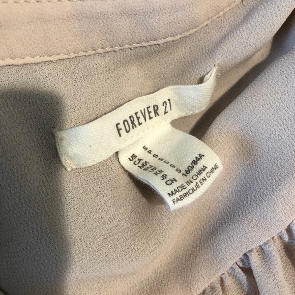 SOLD! Forever 21 Long Sleeve Tan Blouse - Picture 3 of 4